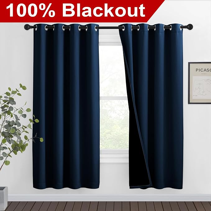 NICETOWN Moroccan Blue Full Shade Curtain Panels, Pair of Thermal Insulated & - Image 2