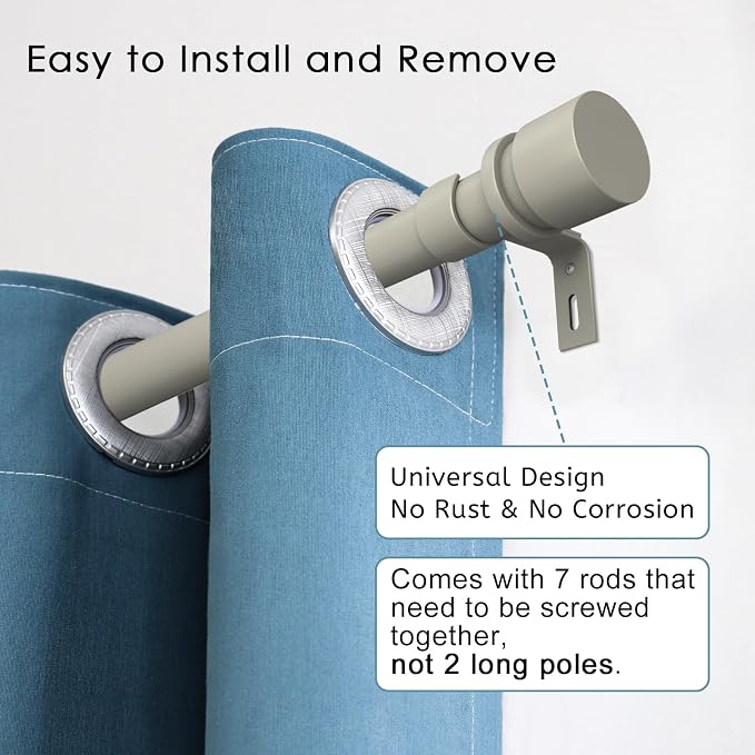 Byondeth Curtain Rods for Windows 16 to 120 Inches Adjustable Length 1 Inch - Image 2