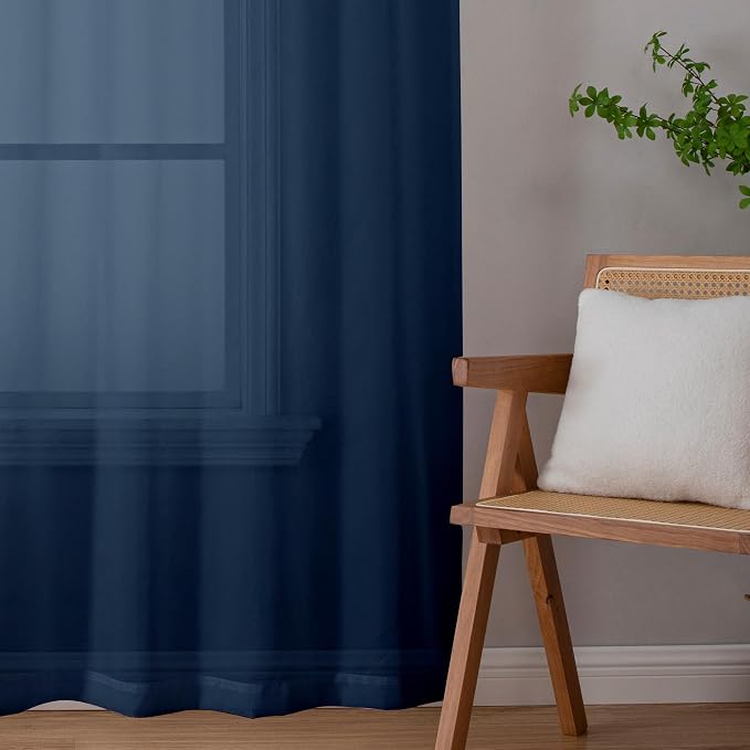 Aiyufeng Long Navy Blue Sheer Curtains 96 inches Long - Image 7
