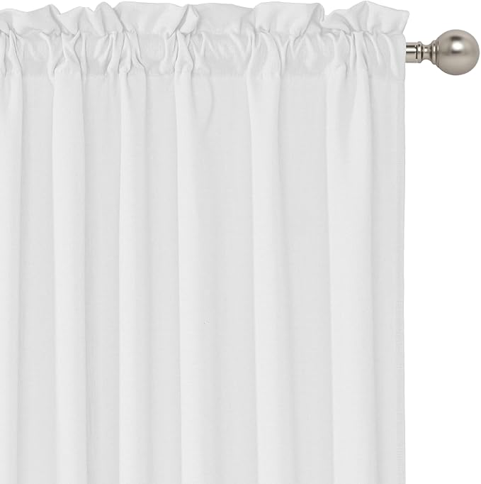 RYB HOME 2 Panels Valance for Windows Thick Faux Linen Blended Light Filtering - Image 2