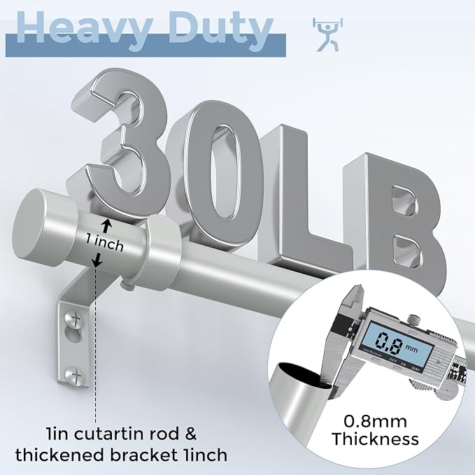 VOIIY 2 Pack Curtain Rods for Windows 48 to 84 Inch, Modern Adjustable Heavy - Image 3
