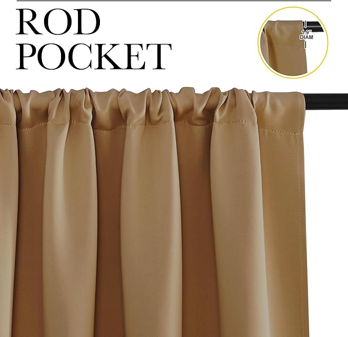 NICETOWN Blackout Curtains for Bedroom, 1 Pair, 62 by 63-inch, Window Treatment - Image 2