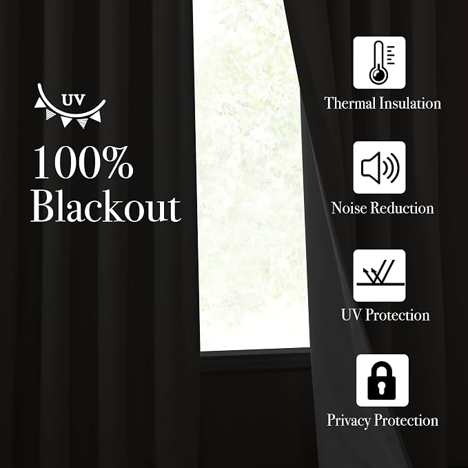 NICETOWN Faux Linen 100% Blackout 108 inch Curtains - Image 3