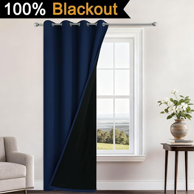 Yakamok 100% Blackout Curtains 84 Inches Long, 2 Thick Layers Heat and Full - Image 2