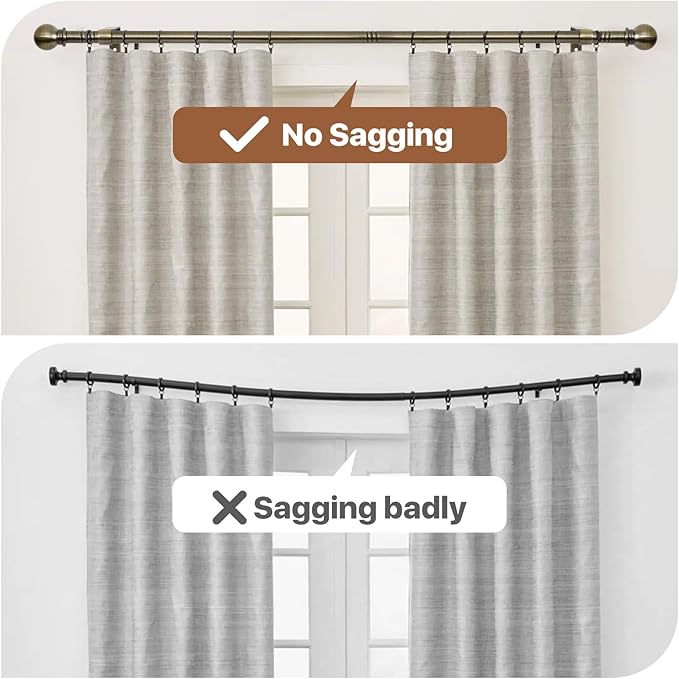 Antique Brass Curtain Rods for Windows 66 to 120, Adjustable Long Curtain Rod - Image 5