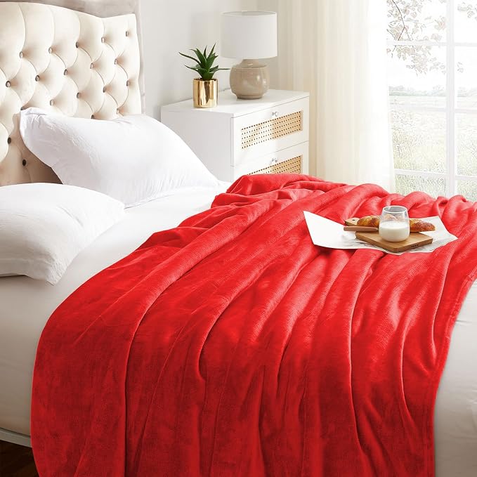 KMUSET Fleece Blanket Red Throw Blanket - Image 5