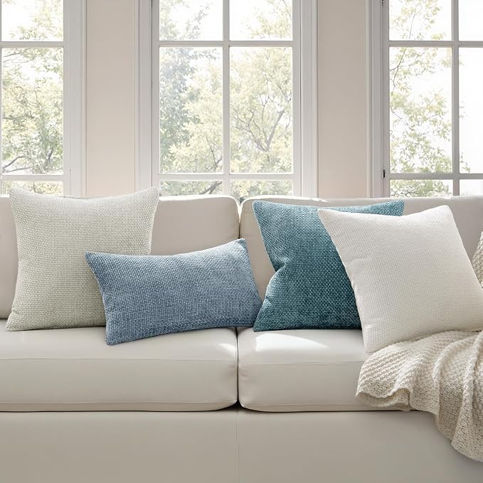 MIULEE Pack of 2 Couch Throw Pillow Covers 18x18 Inch Coastal Light Blue Modern - Image 3