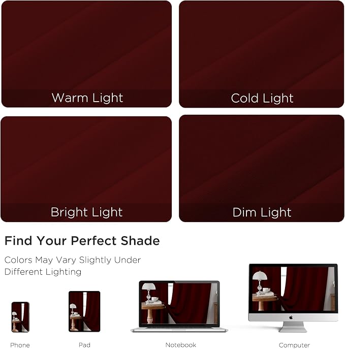 CUCRAF Burgundy Red Blackout Curtains Customize, Rod Pocket Room Darkening - Image 4