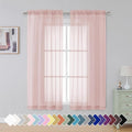 Simplebrand Blush Sheer Curtains 63 Inch Length 2 Panels, Rod Pocket Solid by Simplebrand