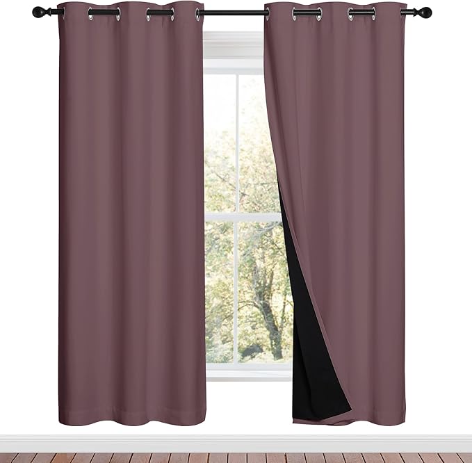 NICETOWN Full Shade Curtain Panels, Dry Rose, Pair of Thermal Insulated & by NICETOWN