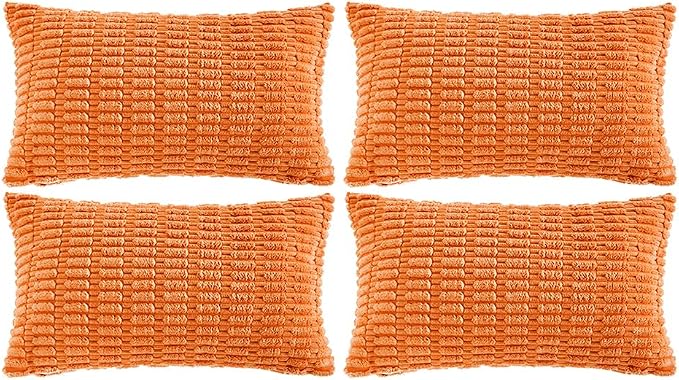 Fancy Homi 4 Packs Orange Fall Decorative Throw Pillow Covers 12x20 Inch by Fancy+Homi