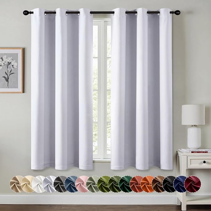 MIULEE Blackout Curtains for Bedroom 2 Panels 34x54 Inch Long Greyish White | by MIULEE
