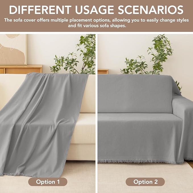 Couch Cover for Dogs, Boho Sofa Covers for 3 Cushion Couch, Chenille Sofa - Image 2