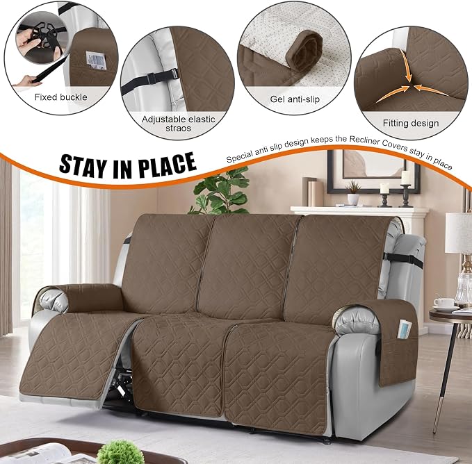 VANSOFY Waterproof Recliner Couch Covers, Sofa Covers 1-Piece Washable - Image 2