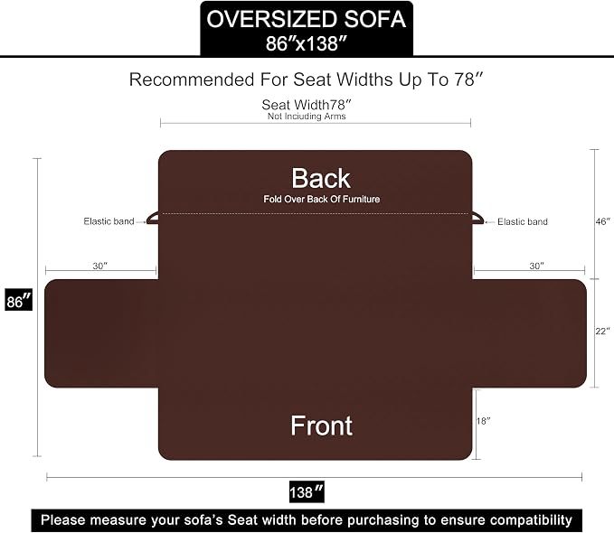U-NICE HOME Large Sofa Cover Reversible Couch Cover - Image 6
