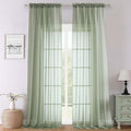 Lecloud Sage Green Sheer Curtains 108 Inches Long 2 Panels, Extra Wide Airy by Lecloud
