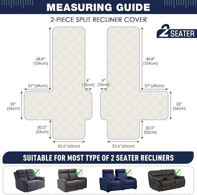 TAOCOCO 100% Waterproof Loveseat Recliner Covers 2 Seater, Split Loveseat Covers - Image 2