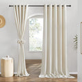 NICETOWN Linen Blend Sliding Door Curtains Extra Wide, Grommet Semi Sheer by NICETOWN
