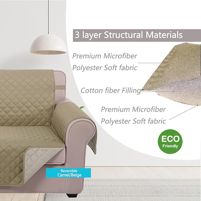 U-NICE HOME Reversible Oversized Chair Covers Quilted Water Repellent Pet - Image 5
