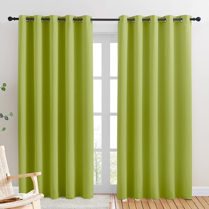 NICETOWN Room Darkening Draperies Window Curtain Panels, Fresh Green, 2 Panels by NICETOWN