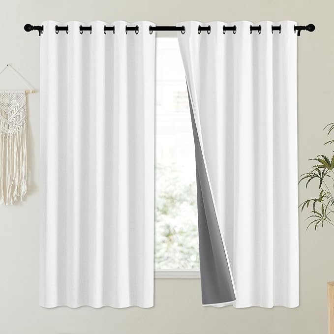 NICETOWN 100% Absolutely Blackout Linen Curtains - Image 2