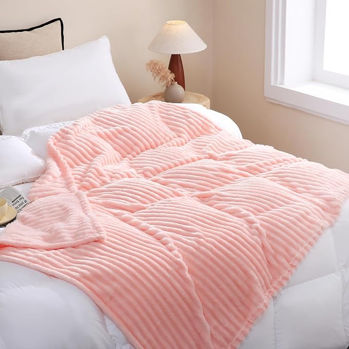 Light Pink Fleece Throw Blanket 60”×80” - Image 2