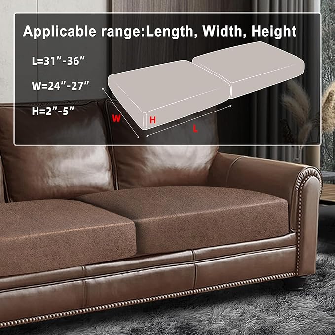 Leather Look Couch Cushion Covers Sofa Seat Slipcovers Sets Couches Furniture - Image 3