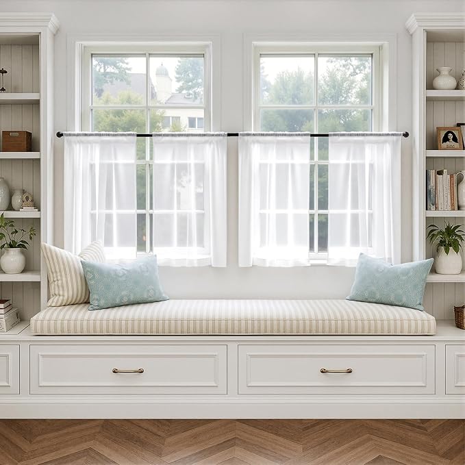 MIULEE White Sheer Curtains 63 Inches Long, 4 Panels Set, Light Filtering Rod - Image 4