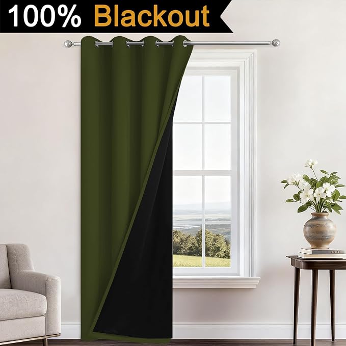 Yakamok 100% Blackout Curtains 96 Inches Long, 2 Thick Layers Heat and Full - Image 2
