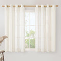 LAMIT Linen Semi Sheer Curtains 45 Inch Length, Cream Light Filtering Short by LAMIT