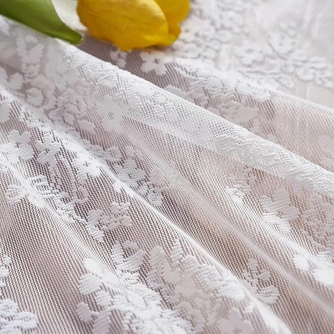YJ YANJUN Vintage Lace Curtains 24 inch Length Victorian Floral Patterns Boho - Image 5