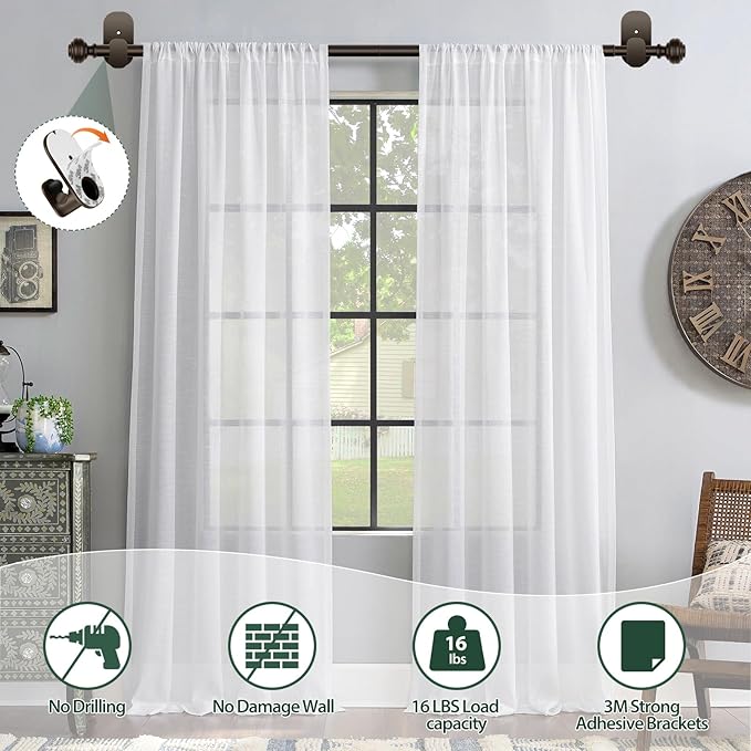 KAMANINA 2 Pack Curtain Rods No Drilling - Image 2