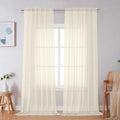Simplebrand Cream Sheer Curtains 96 Inches Long, Light Filtering Rod Pocket by Simplebrand
