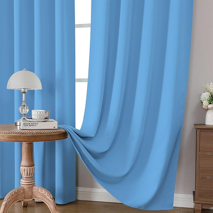 CUCRAF Light Blue Blackout Curtains 72 inch Length 2 Panels Set, Rod Pocket - Image 5