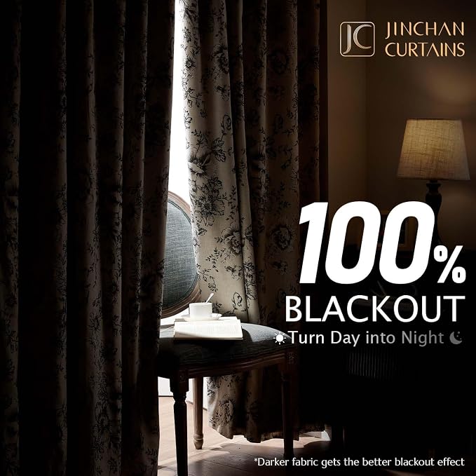 jinchan Blackout Floral Curtains - Image 2