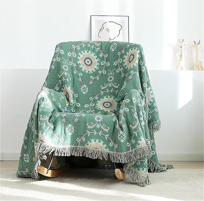 MSGKV Boho Throw Blanket for Couch Bed 60''x80'', 100% Cotton Blankets Woven - Image 6