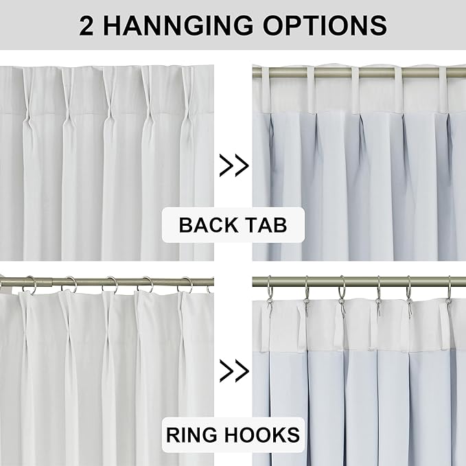 Vision Home White Pinch Pleated Full Blackout Curtains Thermal Insulated Window - Image 5