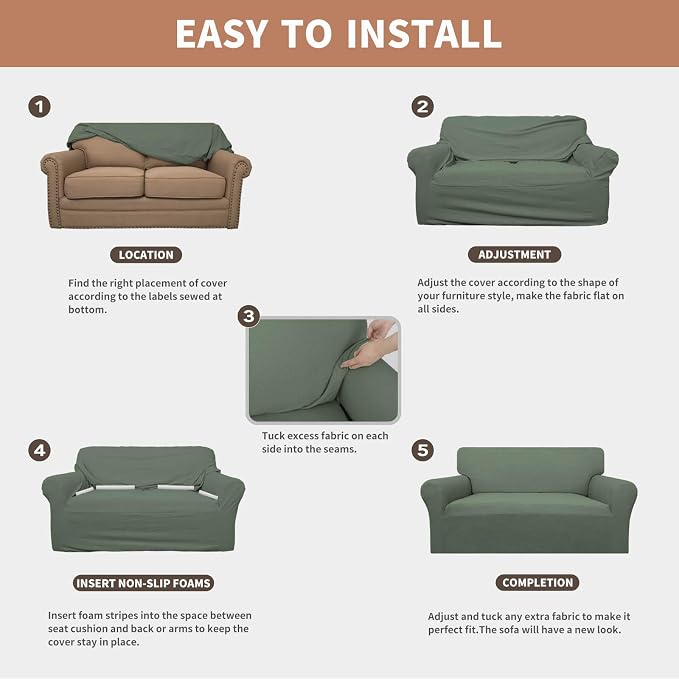 Easy-Going 100% Waterproof Loveseat Couch Cover, Dual Waterproof Sofa Cover - Image 5
