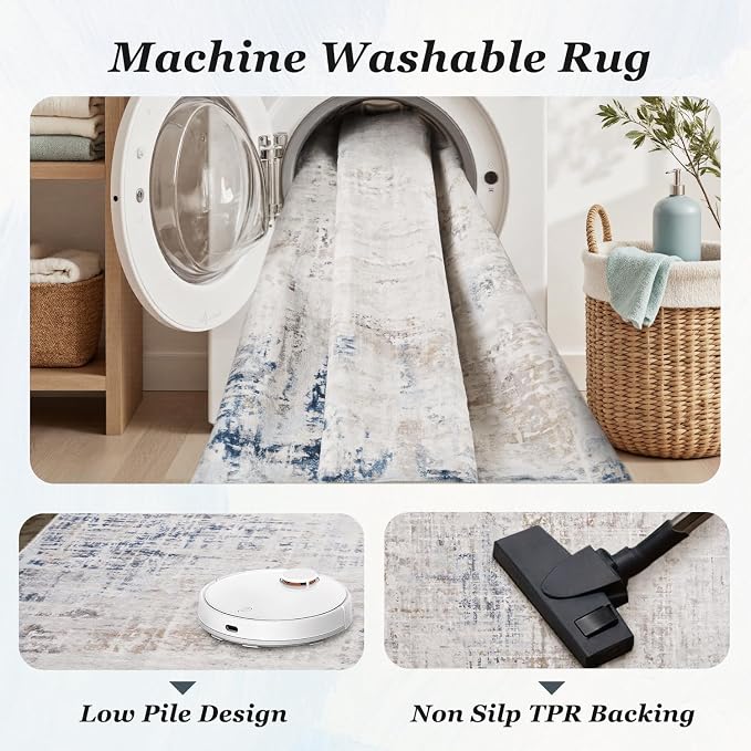 6 x 9 Area Rugs for Living Room, Machine Washable Non Slip Rug Ultra Soft Low - Image 5