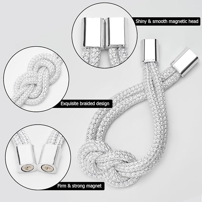 NICEEC 2 Pack Mini Magnetic Curtain Tiebacks Nordic Simple Style Drape Tie - Image 3