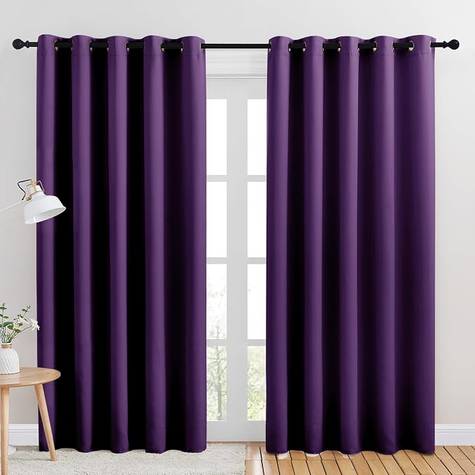 NICETOWN Room Darkening Draperies Window Curtain Panels, Royal Purple, 2 Panels by NICETOWN