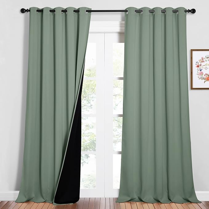 NICETOWN Full Shading Curtains for Windows, Super Heavy-Duty Black Lined by NICETOWN