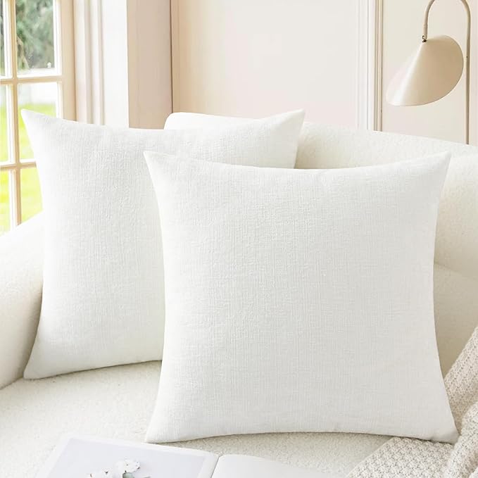 CaliTime Throw Pillow Covers Decorative 18 X 18 Inches Pack of 2 Cozy Chenille by CaliTime