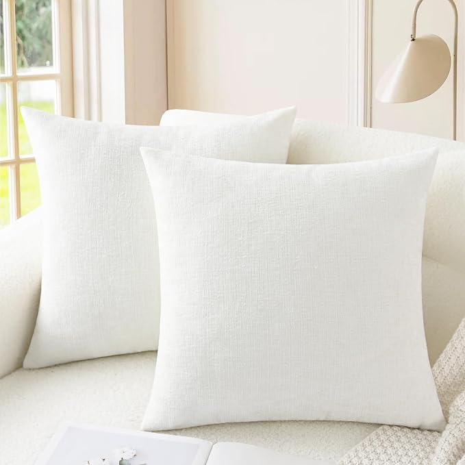 CaliTime Decorative Couch Throw Pillow Covers 16 X 16 Inches True White | Pack by CaliTime