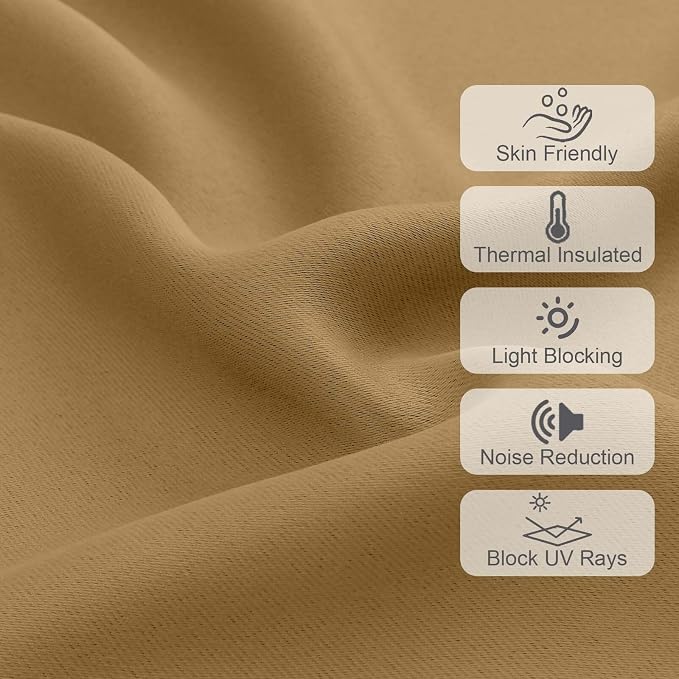 Chyhomenyc Gold Valances for Window, Room Darkening Short Curtains for Kitchen - Image 4