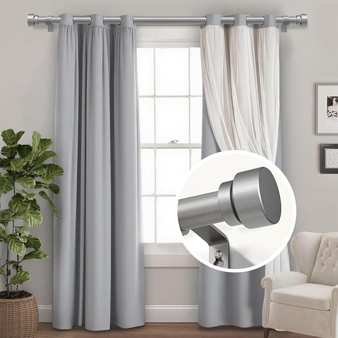 Lootkell 2 Pack Modern Silver Curtain Rods - Image 2