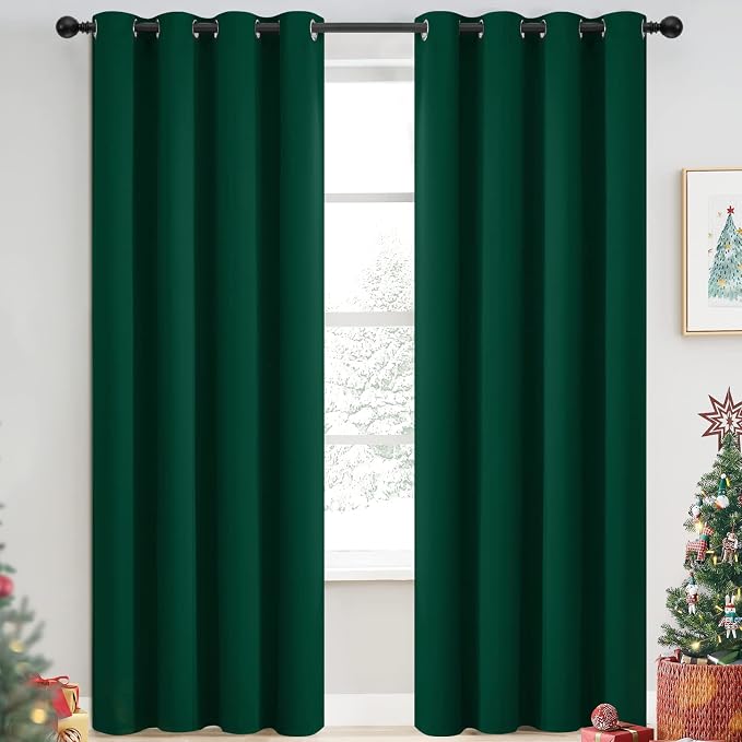 Yakamok Dark Green Blackout Curtains by Yakamok