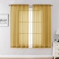 Chyhomenyc Gold Sheer Curtains 45 Inch Long 2 Panels, Short Voile Drapes by Chyhomenyc