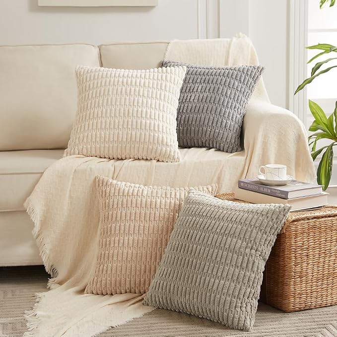 Fancy Homi 4 Packs Tan Decorative Throw Pillow Covers 18x18 Inch - Image 9