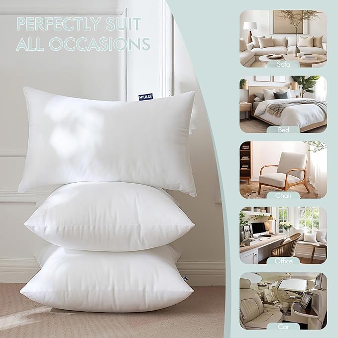 MIULEE Set of 2 Throw Pillow Inserts 20x20 Inches, Nowoven Decorative Pillow - Image 5